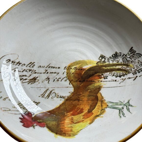 Williams Sonoma Rooster Pasta Salad Serving Bowl 10.25" Script Earthenware Italy - Picture 2 of 7